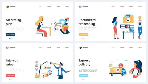 Express delivery, processing of documents and orders, interest rate and Stock Illustration