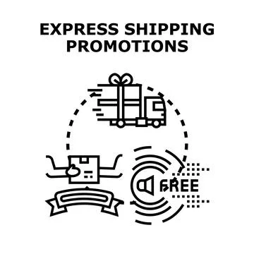 Express delivery promotion presenting shipping service deals Stock Illustration