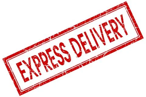 Express delivery red square stamp isolated on white background Stock Illustration