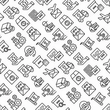 Express delivery seamless pattern with thin line icons Illustrazione stock