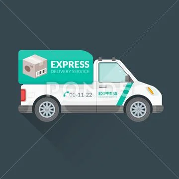 Express delivery service cargo vehicle.: Royalty Free #64488822