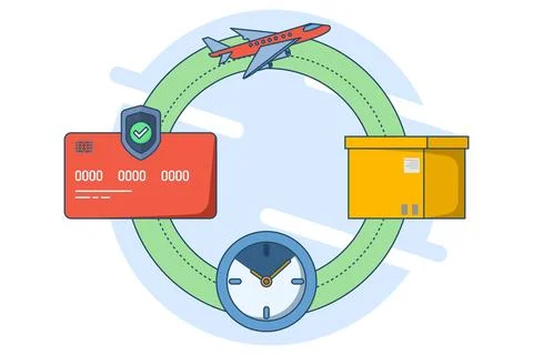 Express delivery service concept. Flying parcel delivery. Stock Illustration