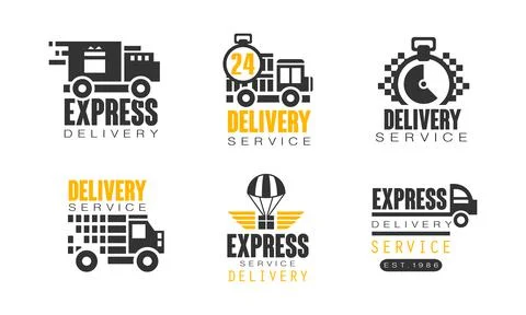 Express Delivery Service Logo for Freight Shipping Company Vector Set Stock Illustration