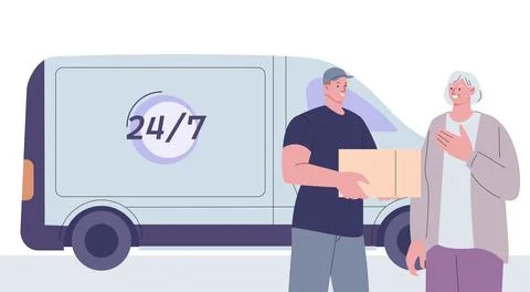 Express delivery service, round clock shipping company. Logistic, online order Illustration