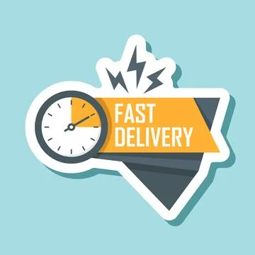 Express delivery sticker icon in flat style. Fast shipping vector illustrat.. Illustrazione stock