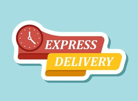 Express delivery sticker icon in flat style. Fast shipping vector illustrat.. Illustrazione stock