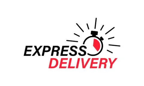 Express delivery with stopwatch. Delivery concept. Delivery logo, poster temp Stock Illustration