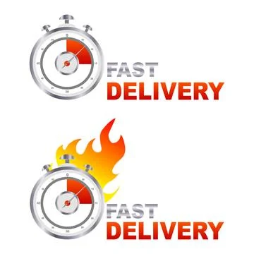 Express delivery with a timer stopwatch icon. Fast delivery, express. Vecto.. Stock Illustration
