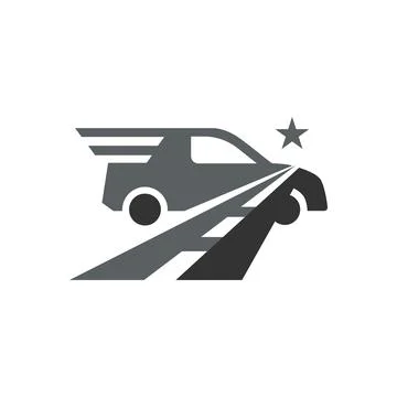 Express Delivery Van Logo Design with Fast Logistics Service Graphics Stock Illustration