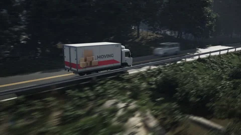 Express Delivery Van Vehicle Drives On Countryside Road Transporting Packages Stock Footage 241377527