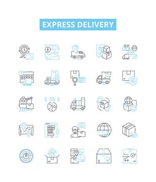 Express delivery vector line icons set. Express, Delivery, Rush, Quick, Speed Illustrazione stock