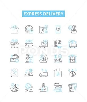 Express delivery vector line icons set. Express, Delivery, Rush