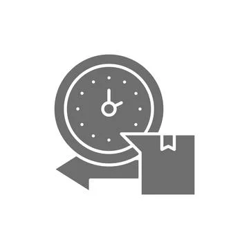 Express delivery, watch with box grey icon. 스톡 일러스트