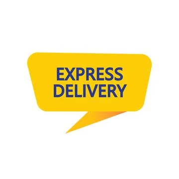 Express Delivery - Yellow Speech Bubble. Button, Sign, Label, Icon, Tag, Badge. Stock Illustration