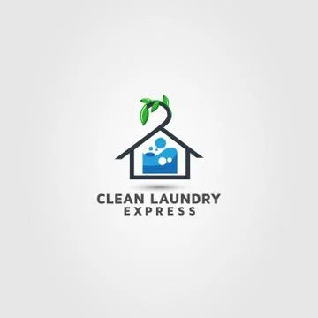 Express dry cleaners logo design template. Stock Illustration
