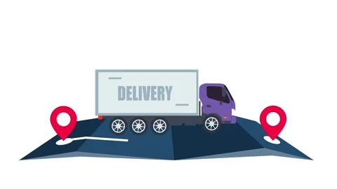 Express ecommerce parcel shipping with product delivery Truck Animation Stock Footage 240861609