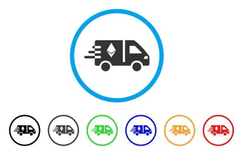 Express Ethereum Delivery Car Rounded Icon Illustrazione stock