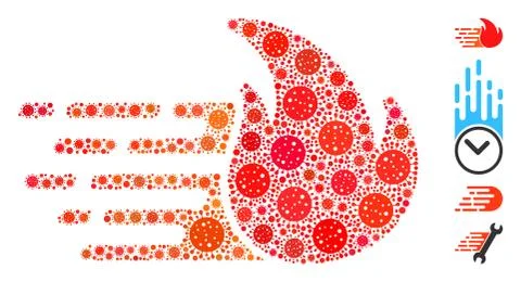 Express Fire Collage of Covid Virus Elements Stock Illustration