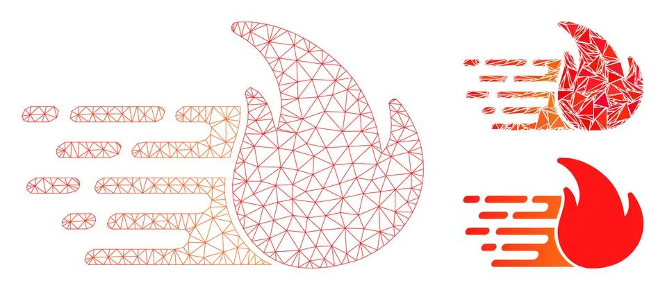 Express Fire Vector Mesh Carcass Model and Triangle Mosaic Icon Illustrazione stock
