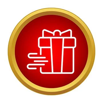 Express gift box delivery service icon on red background Stockillustratie