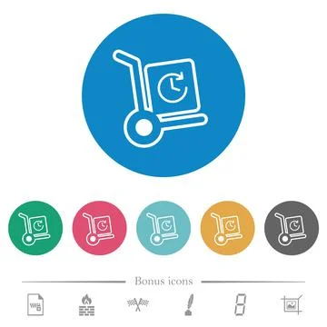 Express up parcel delivery outline flat round icons Illustration