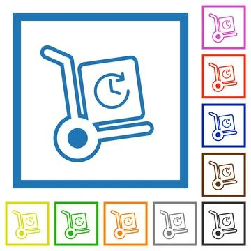 Express up parcel delivery outline flat framed icons Stock Illustration