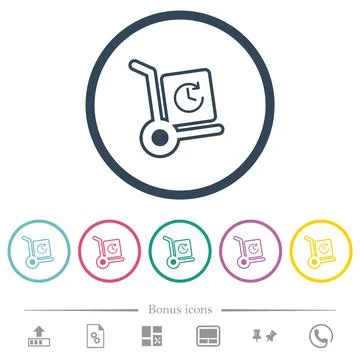 Express up parcel delivery outline flat color icons in round outlines Illustration