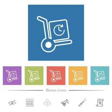 Express up parcel delivery outline flat white icons in square backgrounds 스톡 일러스트