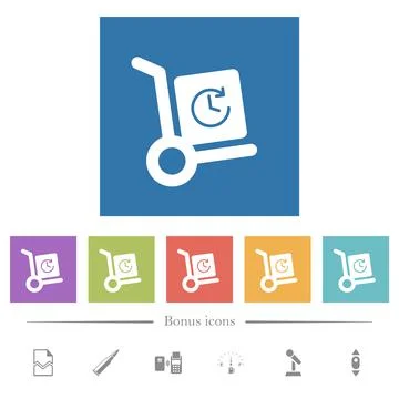 Express up parcel delivery solid flat white icons in square backgrounds 스톡 일러스트