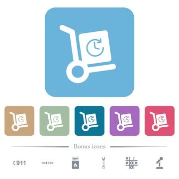 Express up parcel delivery solid flat icons on color rounded square backgroun 스톡 일러스트