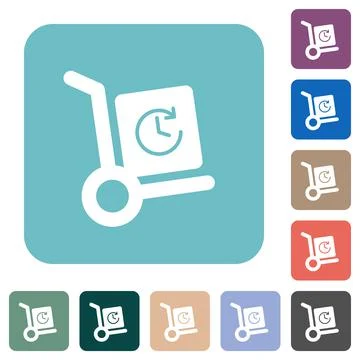 Express up parcel delivery solid rounded square flat icons Illustrazione stock