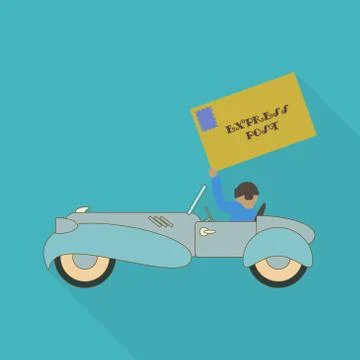 Express post  flat icon. Vintage style  delivery business logo template Stock Illustration