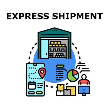 Express shipment logistic process delivering packages concept Stock Illustration