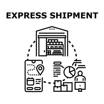 Express shipment logistic process delivering packages concept Stock Illustration