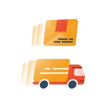 Express shipping, fast delivery services, logistics company, move truck Stock Illustration