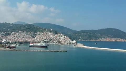 Express Skiathos Ferry boat from Hellenic Seaways in Skopelos, Greece Vídeo Stock 162334696