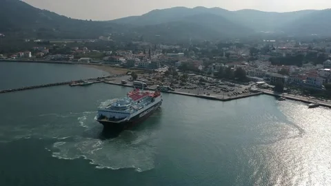 Express Skiathos Ferry boat from Hellenic Seaways in Skopelos, Greece Stock Footage 162349052