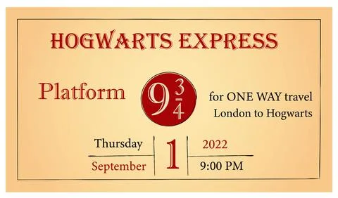 An express ticket on a magical train that will take you to a magical school Stock Illustration