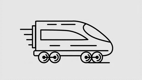 Express Train line icon on the Alpha Channel Stock Footage 143664513