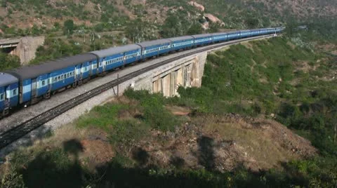 An Express train speeds through Makalidurga station near Bangalore India. Stock Footage 20836985