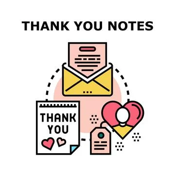 Expressing gratitude with thank you notes concept Stock Illustration