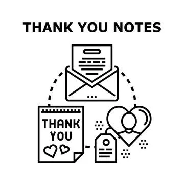 Expressing gratitude with thank you notes concept Stock Illustration