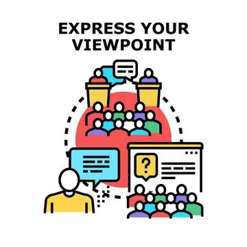 Expressing viewpoint and sharing ideas in public discussion Stock Illustration