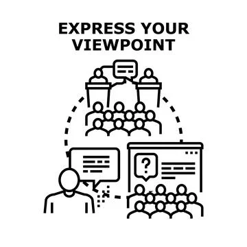 Expressing viewpoint and sharing ideas in public discussion Stock Illustration