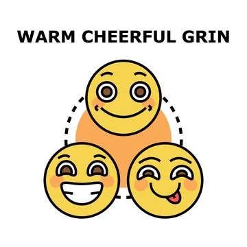 Expressing warm cheerful grin with happy emoticons Stock Illustration