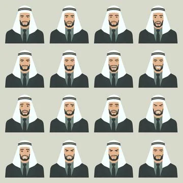 Expression businessman vector illustration of a arabic face expressions Stock Illustration