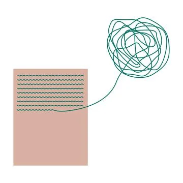 Expression of confused thoughts on paper. Keeping a diary, therapy. Flat style Stock Illustration