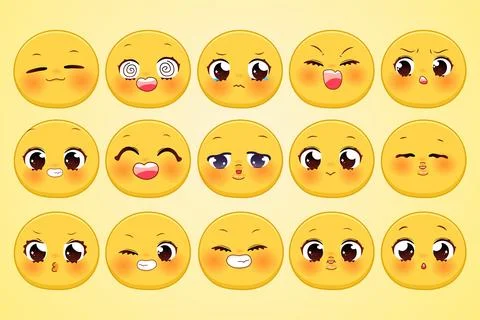 Expression of emotion concept set. cartoon illustration emotion face of human Stock Illustration