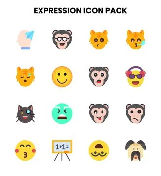 Expression Flat Design Icons Pack Illustration
