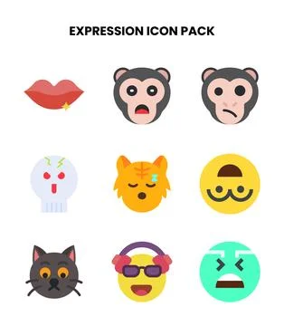 Expression Flat Set Icons Pack Stock Illustration